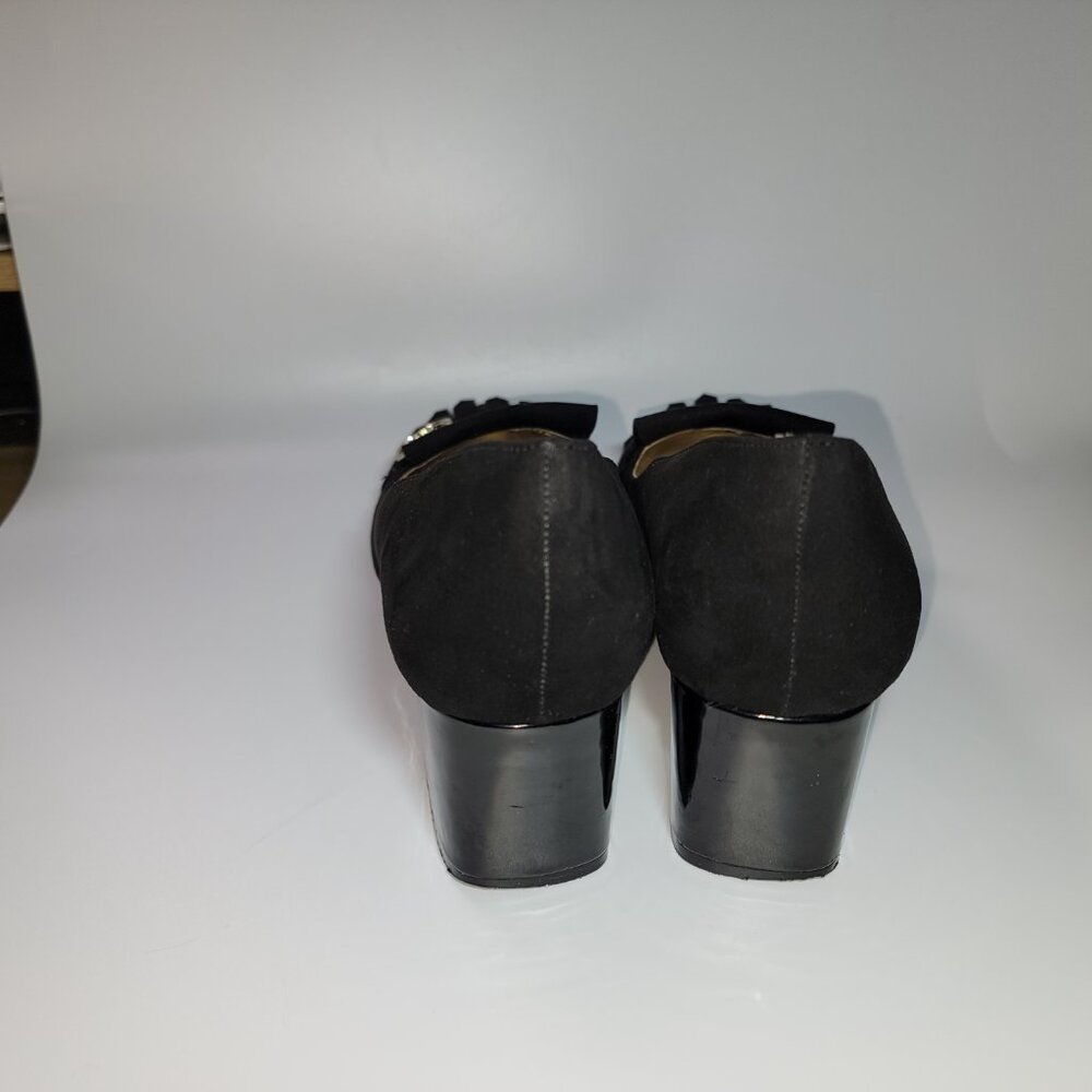 Bandolino Women's Black Suede & Patent Leather Chunk Heals Classic US Size 8.5 - Picture 4 of 10